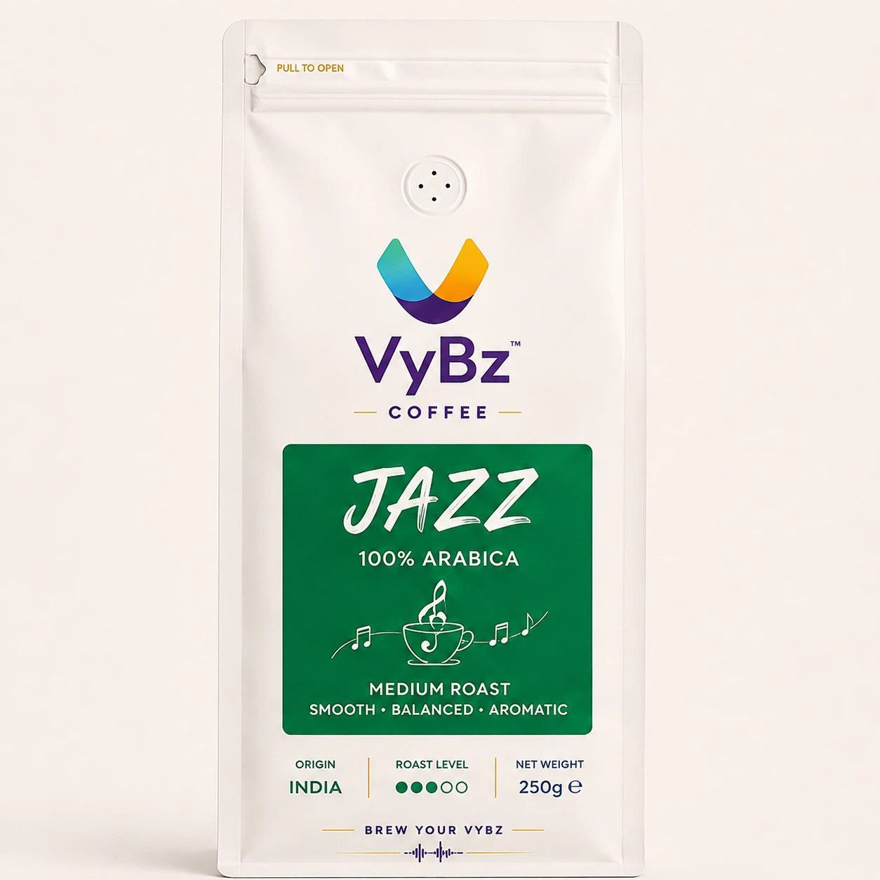 VYBZ JAZZ 100% Arabica medium roast coffee