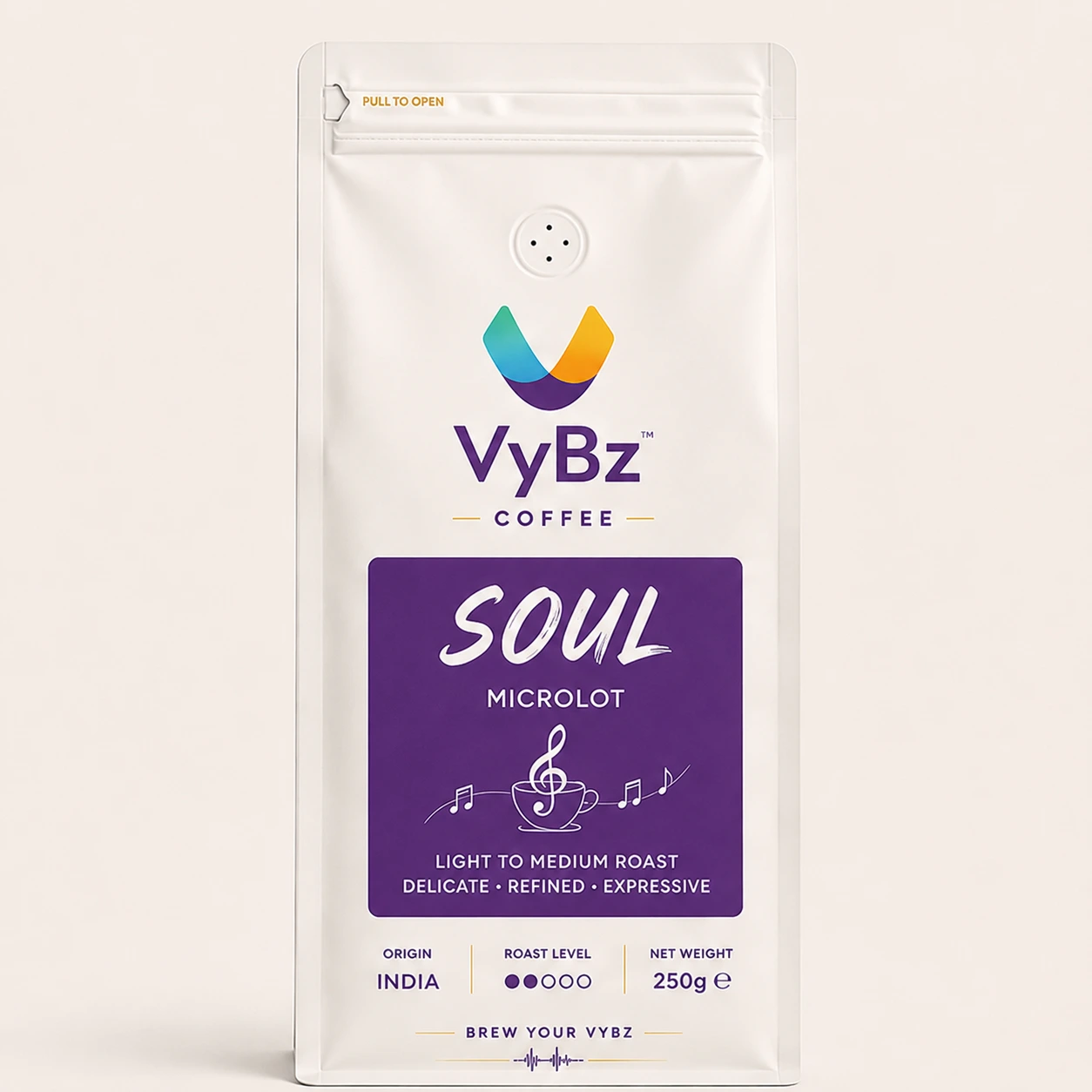 VYBZ SOUL Natural Microlot light to medium roast coffee